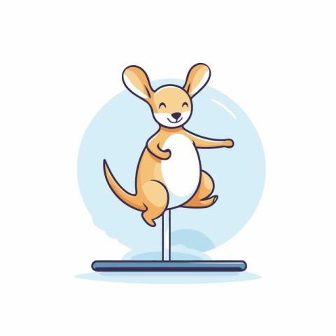 Cute kangaroo sitting on a stand. Vector illustration.