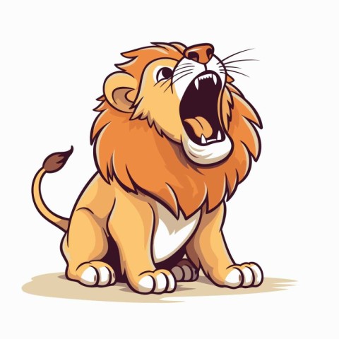 Lion isolated on white background. Cartoon style. Vector illustr