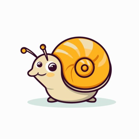 Cute cartoon snail. Vector illustration. Isolated on white backg