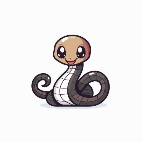 Cute cartoon snake. Vector illustration. Isolated on white backg