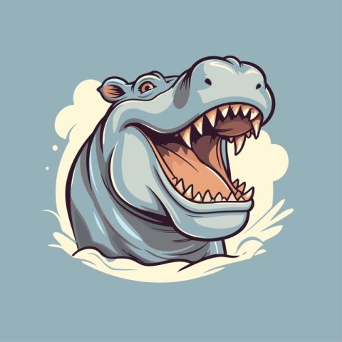 Hippopotamus vector illustration. Funny cartoon hippopotamus.