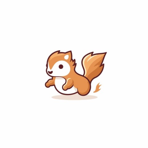 Cute squirrel cartoon icon. Vector illustration isolated on whit