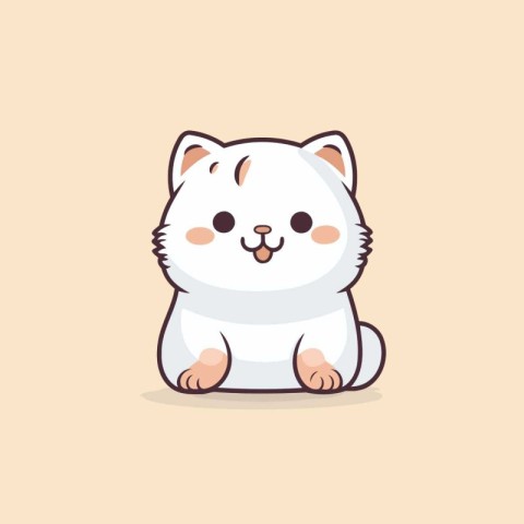 Cute kawaii cat character. Vector illustration in cartoon style