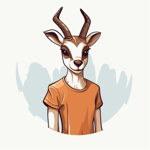 Vector illustration of a gazelle in a t-shirt.