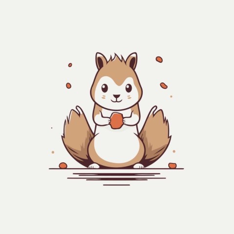 Cute squirrel cartoon vector illustration. Cute little animal ch