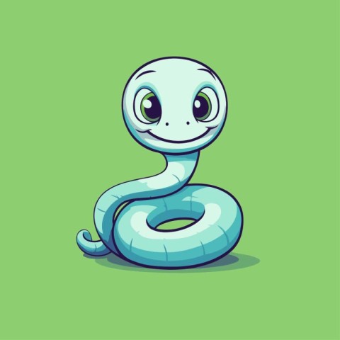 Cute cartoon snake character. Vector illustration isolated on gr