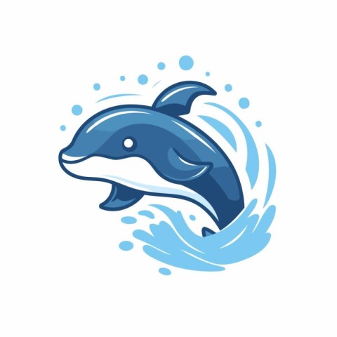 Dolphin logo template. Vector illustration of a dolphin jumping