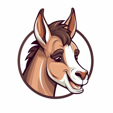 Illustration of a horse head in circle done in retro style.