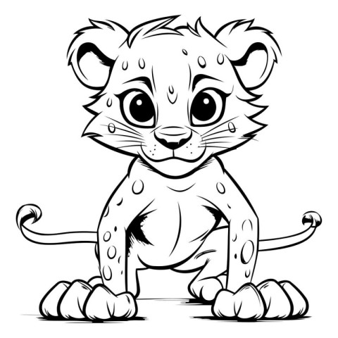 Cheetah - Black and White Cartoon Mascot Illustration