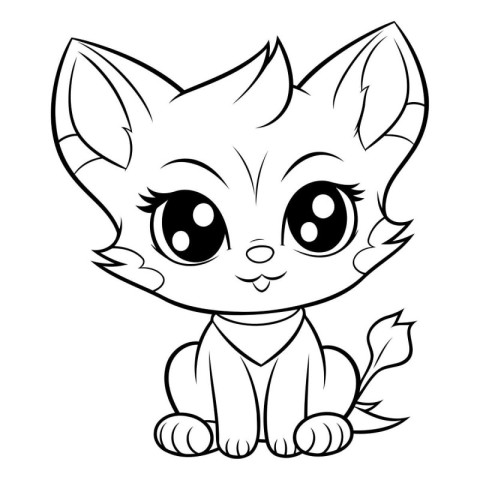 Cute Cartoon Cat - Coloring Book. Vector Illustration.