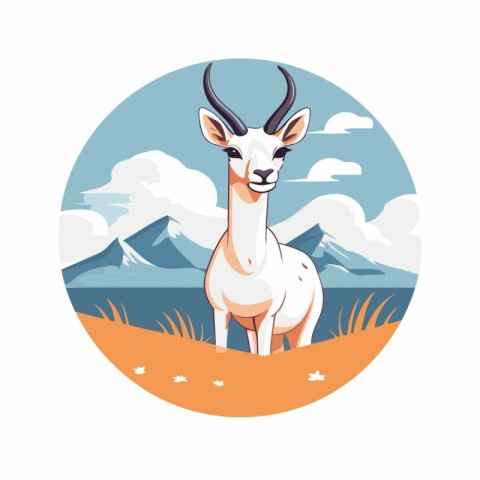 Springbok antelope on the meadow. Vector illustration.