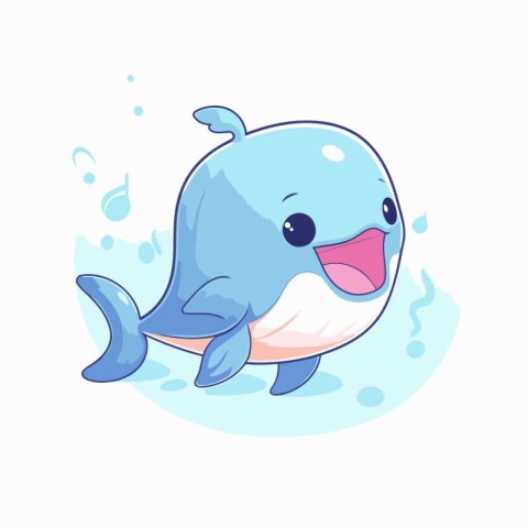 Cute cartoon whale. Vector illustration of a cute cartoon whale.