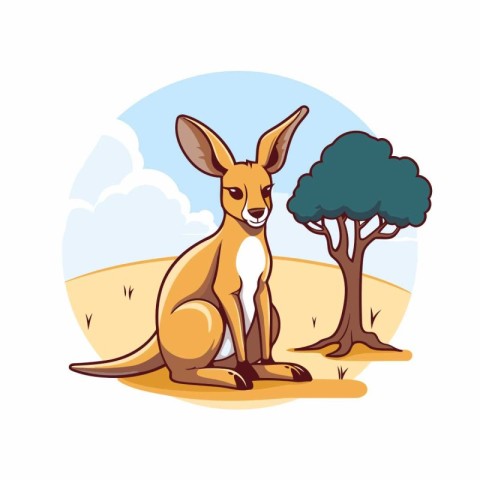 Kangaroo cartoon icon. Vector illustration of kangaroo on nature