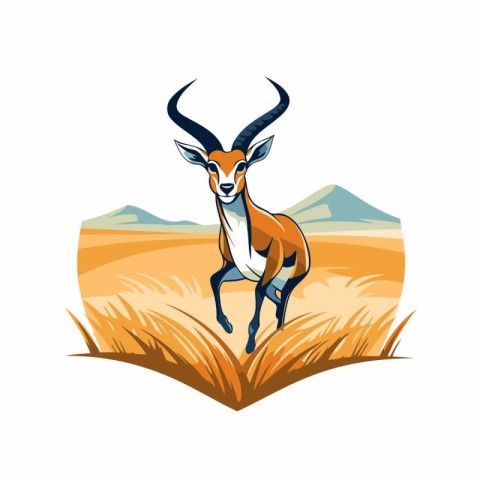 Vector image of a gazelle on a white background in the field