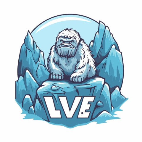 Gorilla sitting on the rock. Vector illustration for t-shirt pri