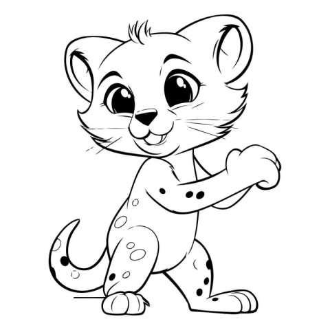 Cute cartoon leopard on a white background. Vector illustration.