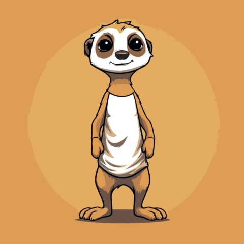 Cute cartoon meerkat on orange background. Vector illustration.