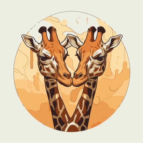 Giraffe couple in love. Vector illustration of a pair of giraffe