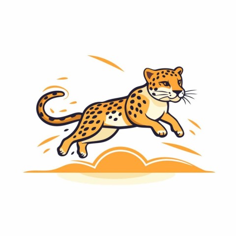 Cheetah running in the wild. Vector illustration on white backgr