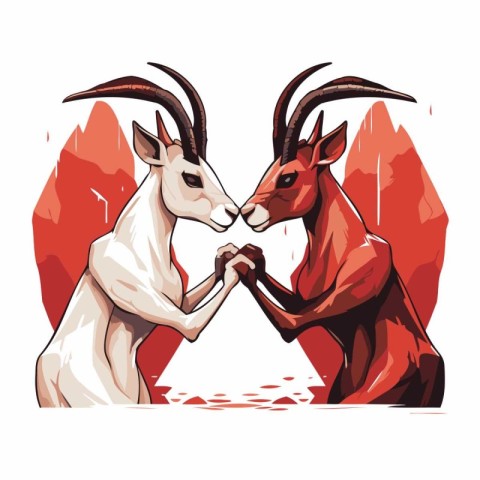 Vector illustration of a pair of antelope in love. Cartoon style