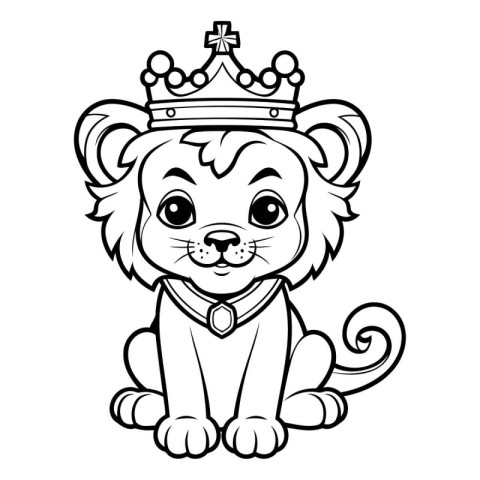 Lion King Mascot. Cartoon Vector Illustration Isolated On White