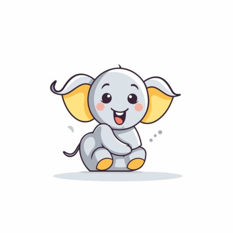 Cute elephant on white background. Vector illustration in cartoo