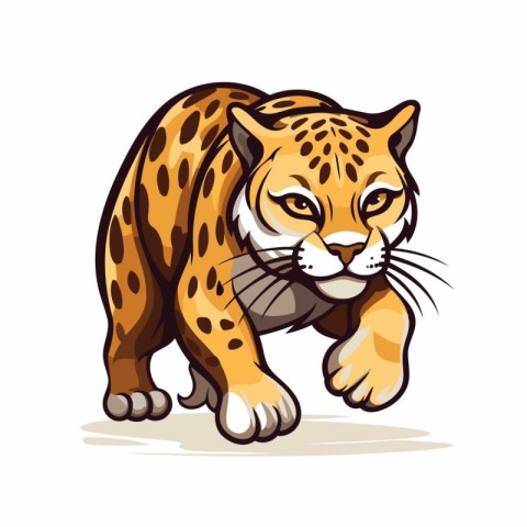 Illustration of a wild leopard isolated on a white background.