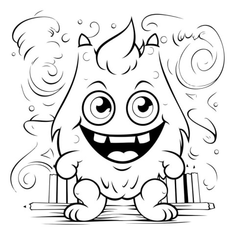 Black and White Cartoon Illustration of Funny Dog Character for