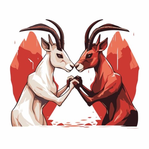 Vector illustration of a pair of antelope in love. Valentine's d