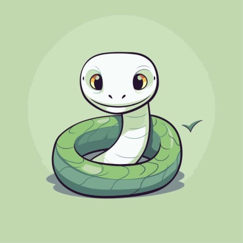 Cute cartoon snake on green background. Vector illustration of s