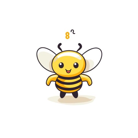 Cute bee character. Cartoon vector illustration isolated on whit