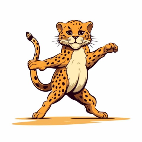 Cheetah running cartoon vector illustration isolated on a white