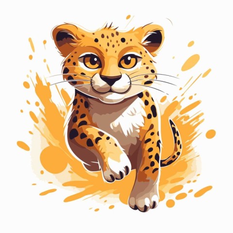 Cheetah. Cute cartoon wild animal. Vector illustration.