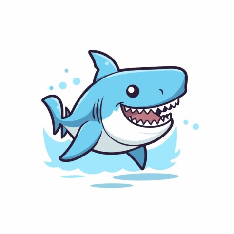 Shark funny cartoon character. Vector illustration on white back