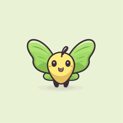 Cute Butterfly Mascot Character. Vector Illustration. Isolated O