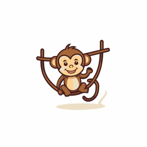 Monkey cartoon icon on white background for graphic and web desi