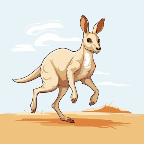 Kangaroo in the desert. Vector illustration of a kangaroo.