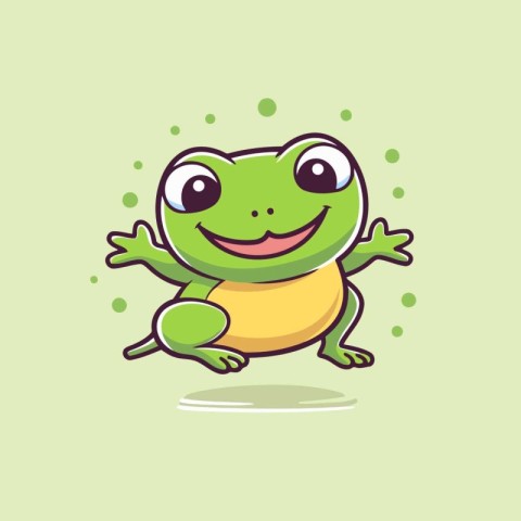 Frog cartoon character vector illustration. Cute and funny frog