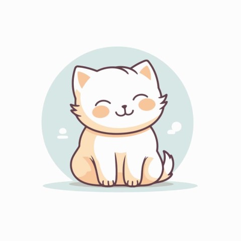 Cute cat on a white background. Vector illustration in flat styl