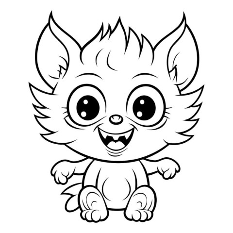 Cute cartoon baby cat. Vector illustration for coloring book or