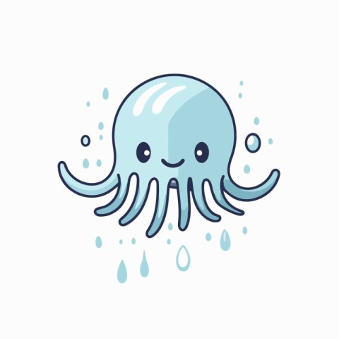 Cute cartoon octopus character. Vector flat illustration isolate