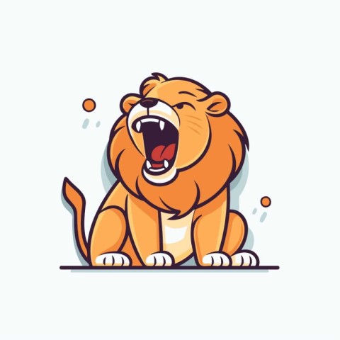 Lion cartoon character vector illustration. Cute wild animal mas