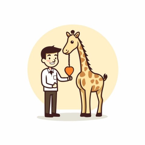 Businessman with giraffe. Vector illustration in a flat style.