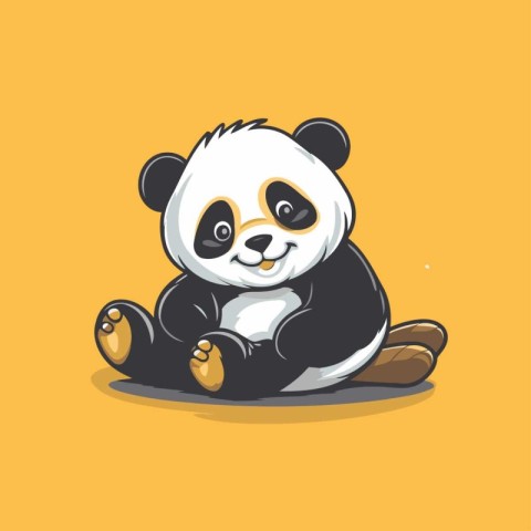 Cute panda cartoon character. Vector illustration isolated on ye