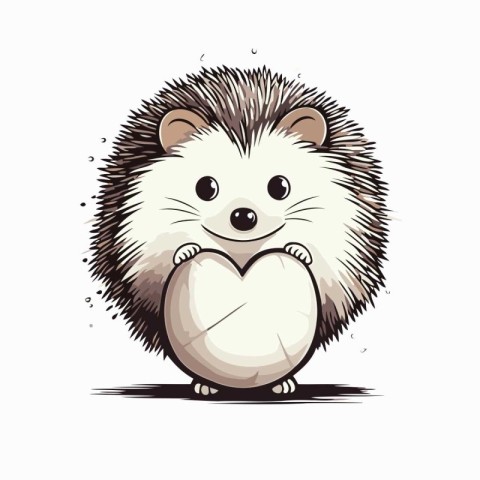 hedgehog holding a heart on a white background. vector illustrat