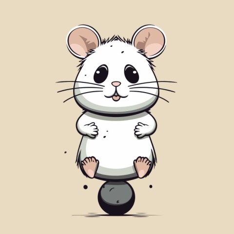 Cute cartoon hamster on a gray background. Vector illustration.