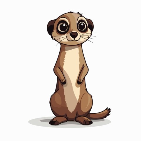 Cute Meerkat sitting on white background. Vector illustration.