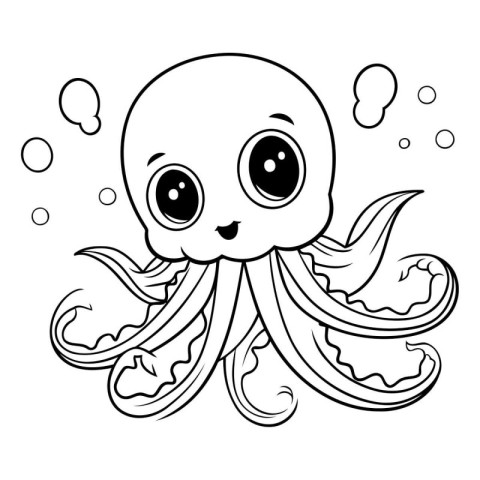 Cute octopus. Vector illustration for coloring book or page.