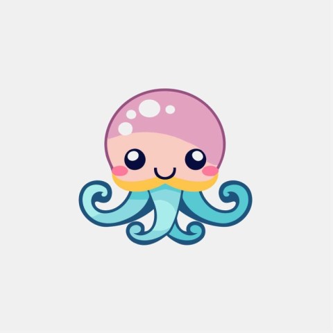 Cute octopus vector icon. Cute kawaii octopus cartoon character