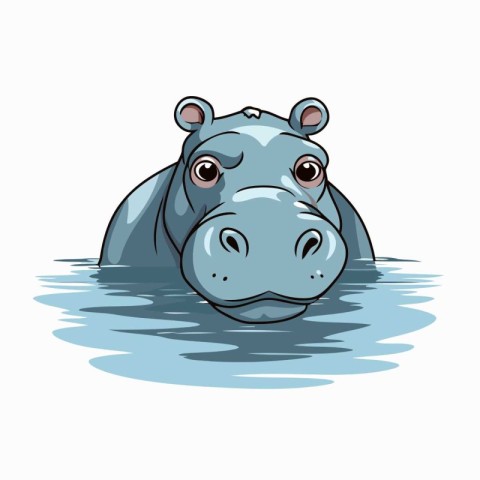 Hippopotamus in the water. Vector illustration of a wild animal.